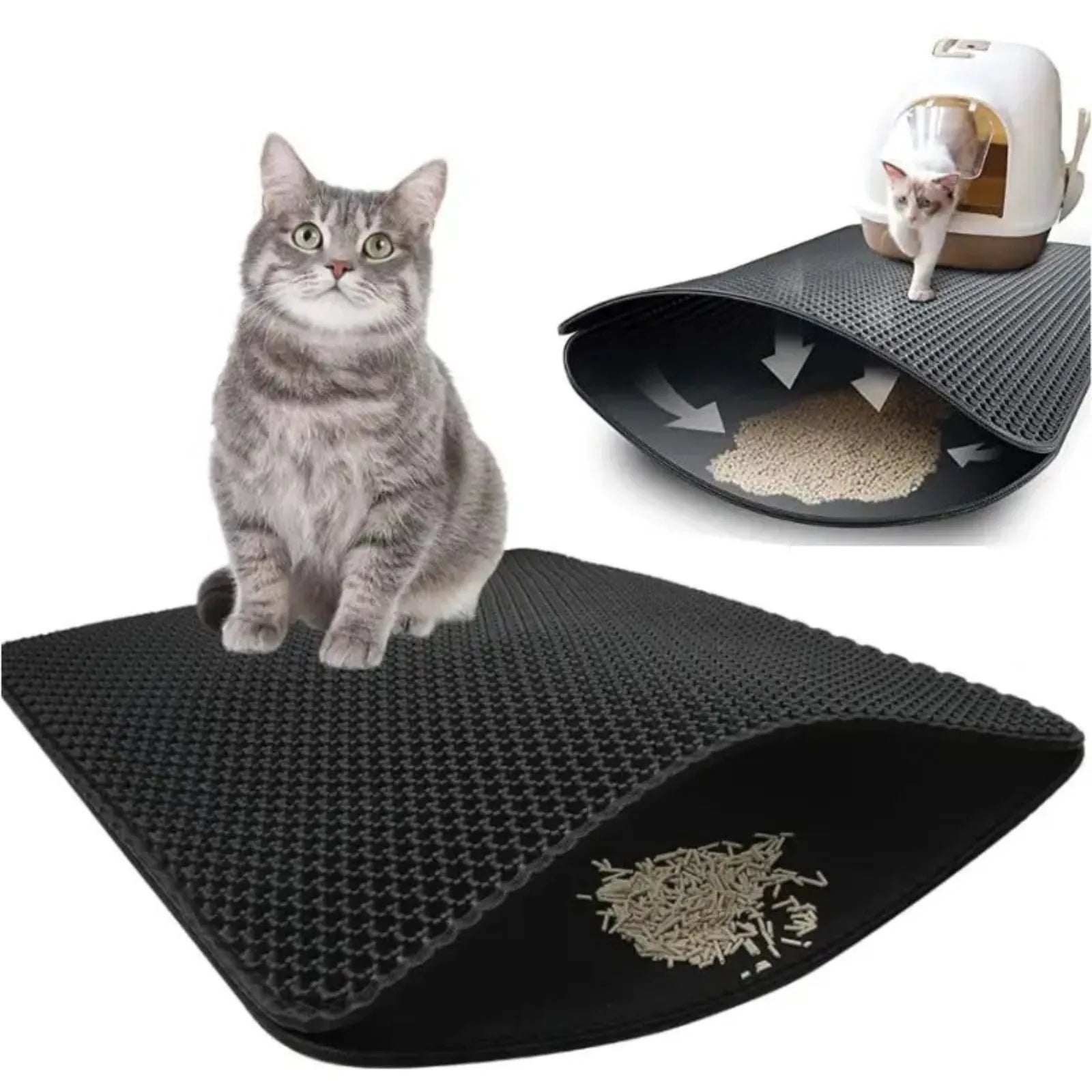 Cat Litter Mat Non Slip Big Pet Litter Box Filter Mat Double Layer Wear Resistant Waterproof Cat Litter Mat Pet Clean Supplies
