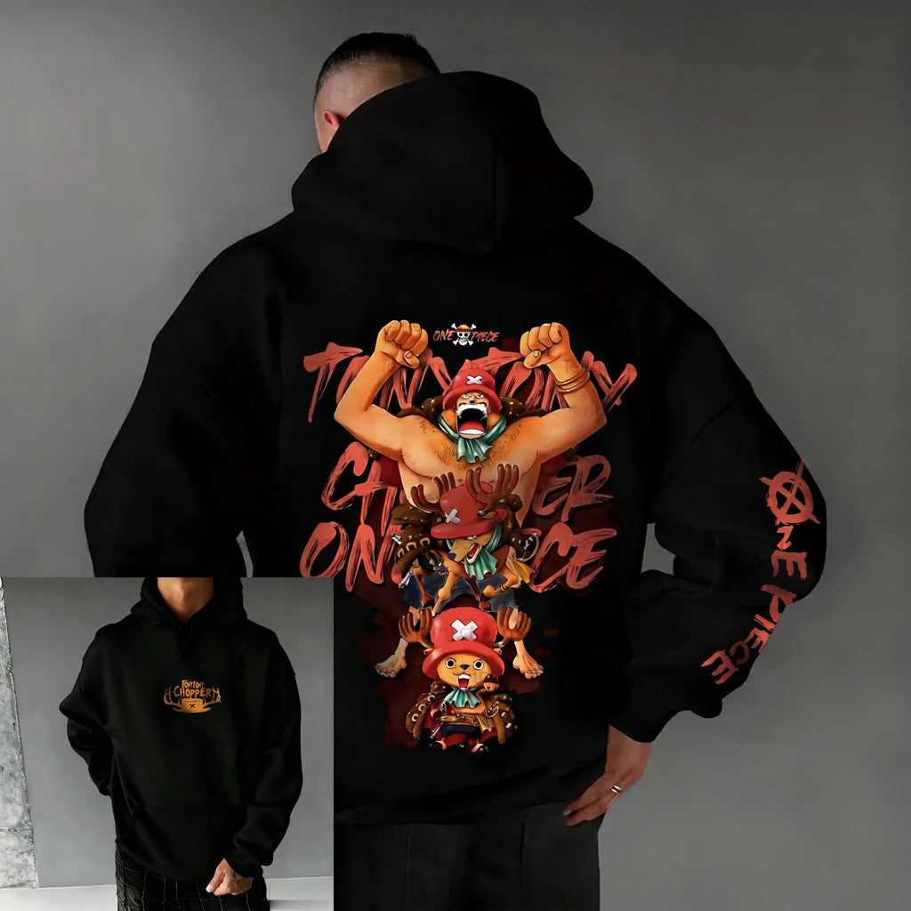 Sweat à capuche oversize anime – One Piece Chopper Graphic