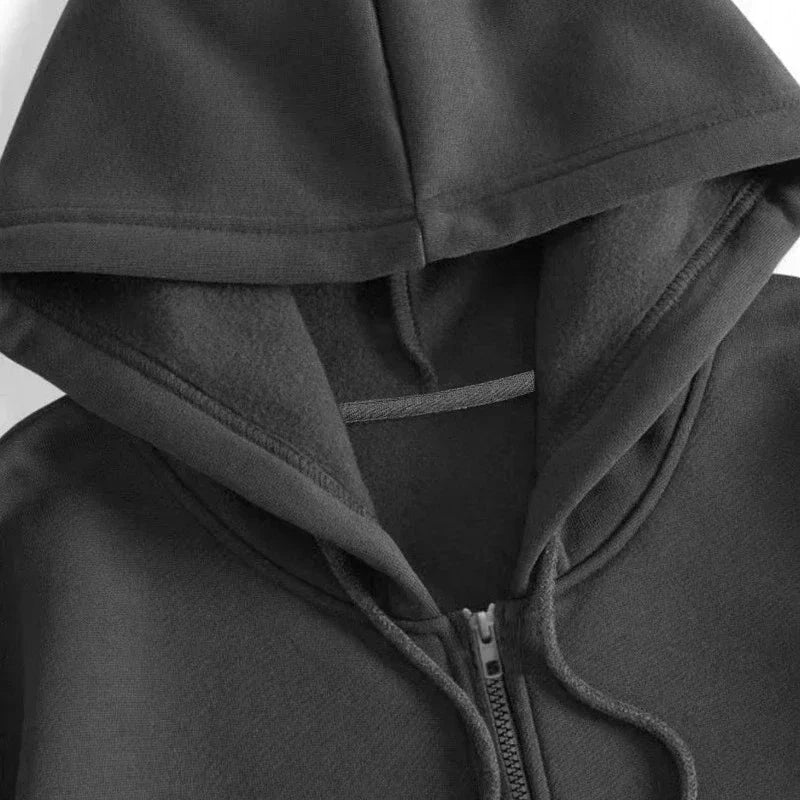 Oversized zip-up cotton hoodie with fleece lining