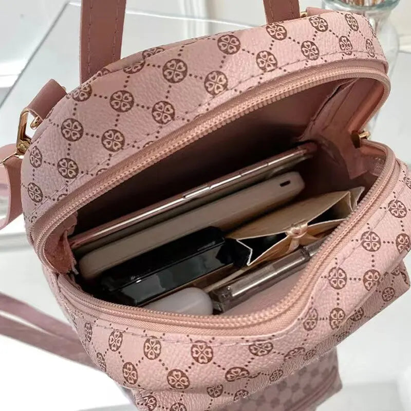 Rilibegan Classic Damenrucksack, PU, ​​Braun, Kreismuster