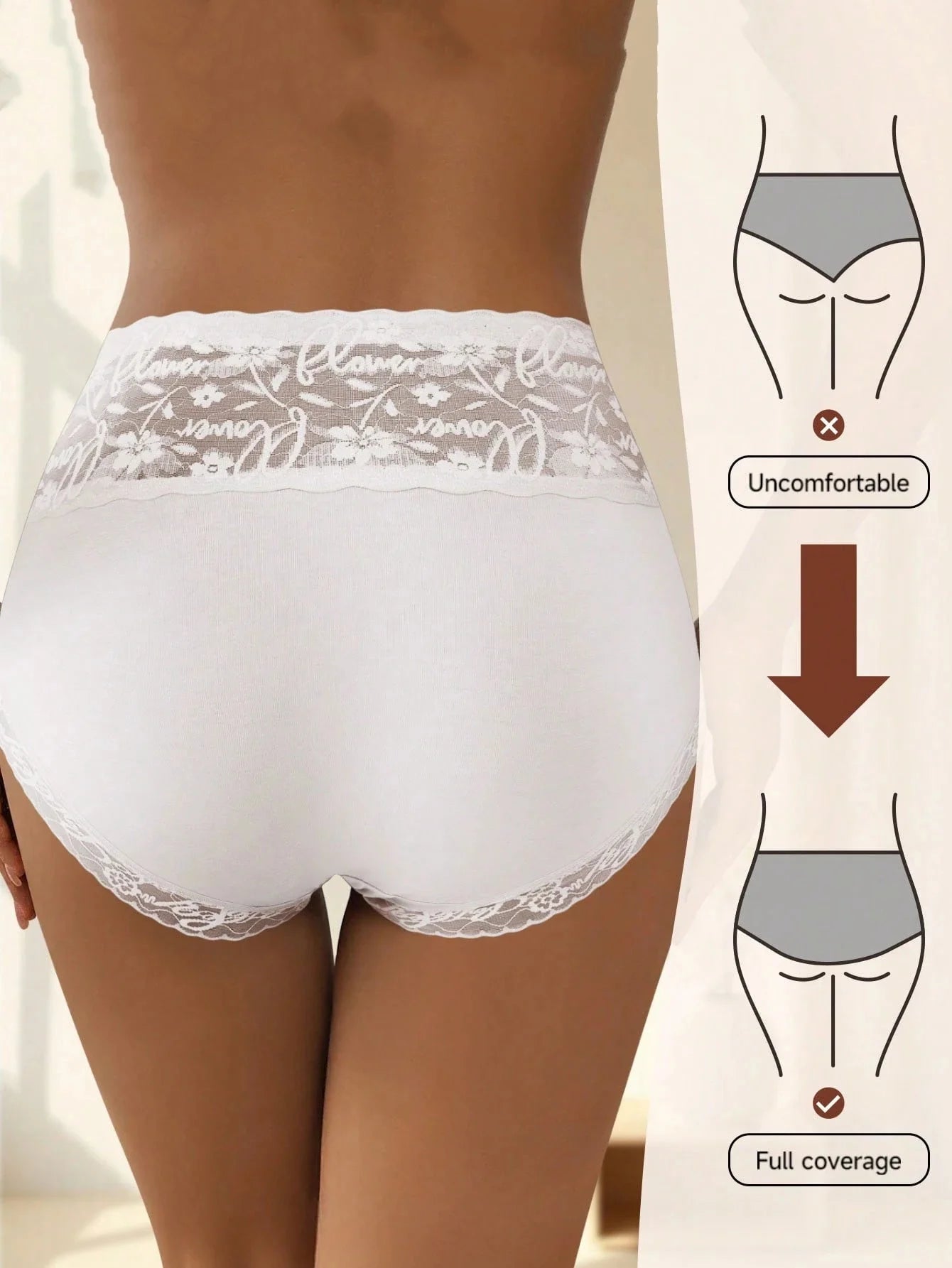 Culottes Mi-Hauteur Blanc Dentelle Florale Patchwork Coton