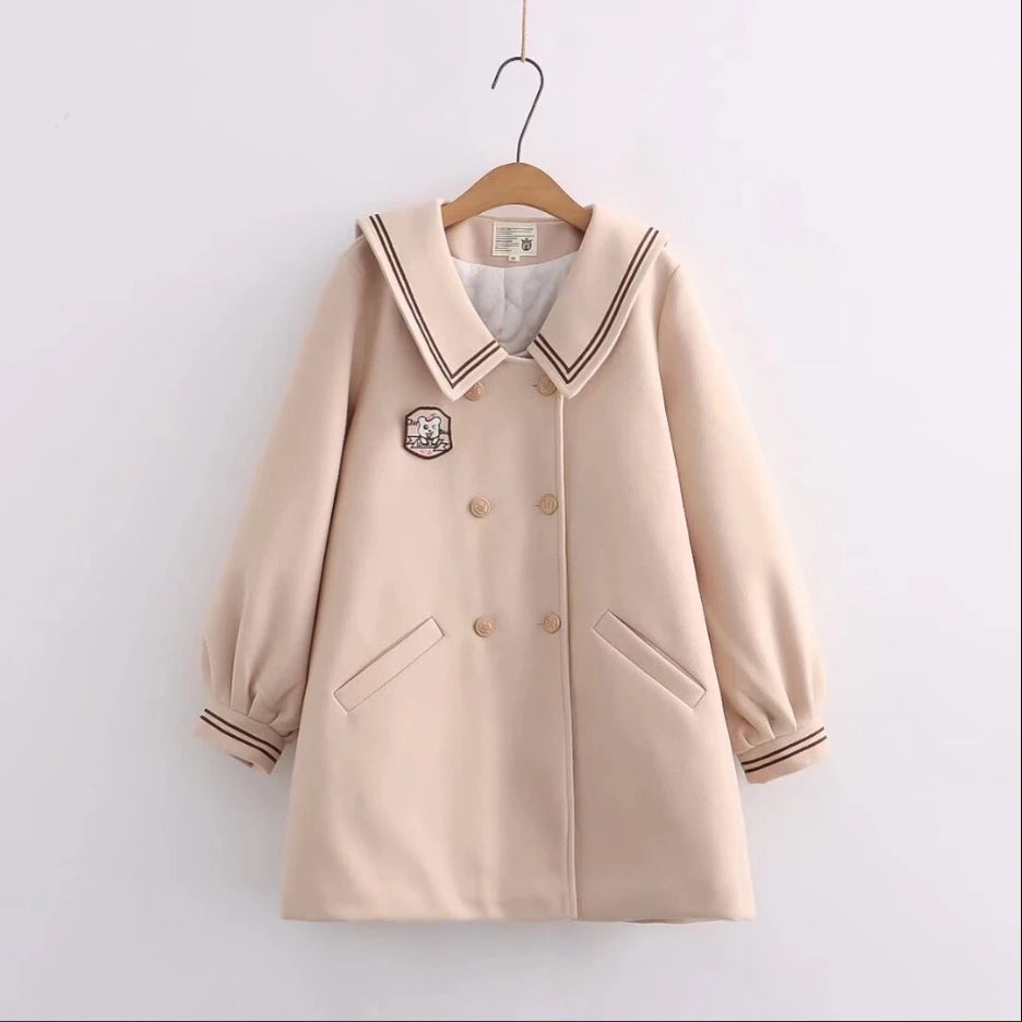 Harajuku Veste Tweed Coton Capuche Doux Pour Fille