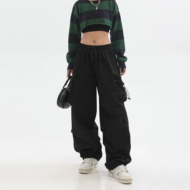 Beysaurt Women's Harajuku Baggy Cargo Pants with Elastic Waist