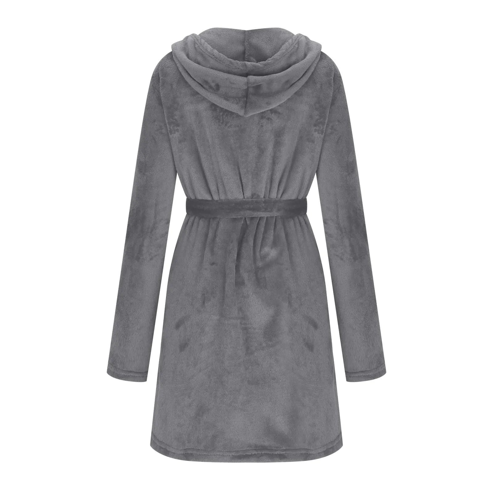 Peignoir à Capuche en Coton et Velours Côtelé Bordeaux