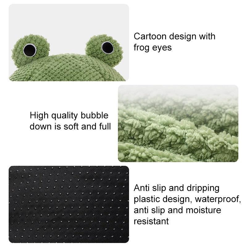 Nid Pour Animaux Grenouille Peluche Vert Semifermé