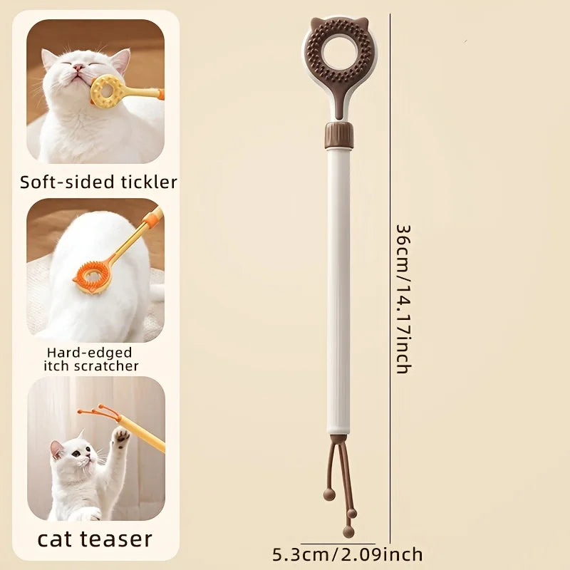 Grattoir rétractable et masseur double face pour chat – 2 en 1