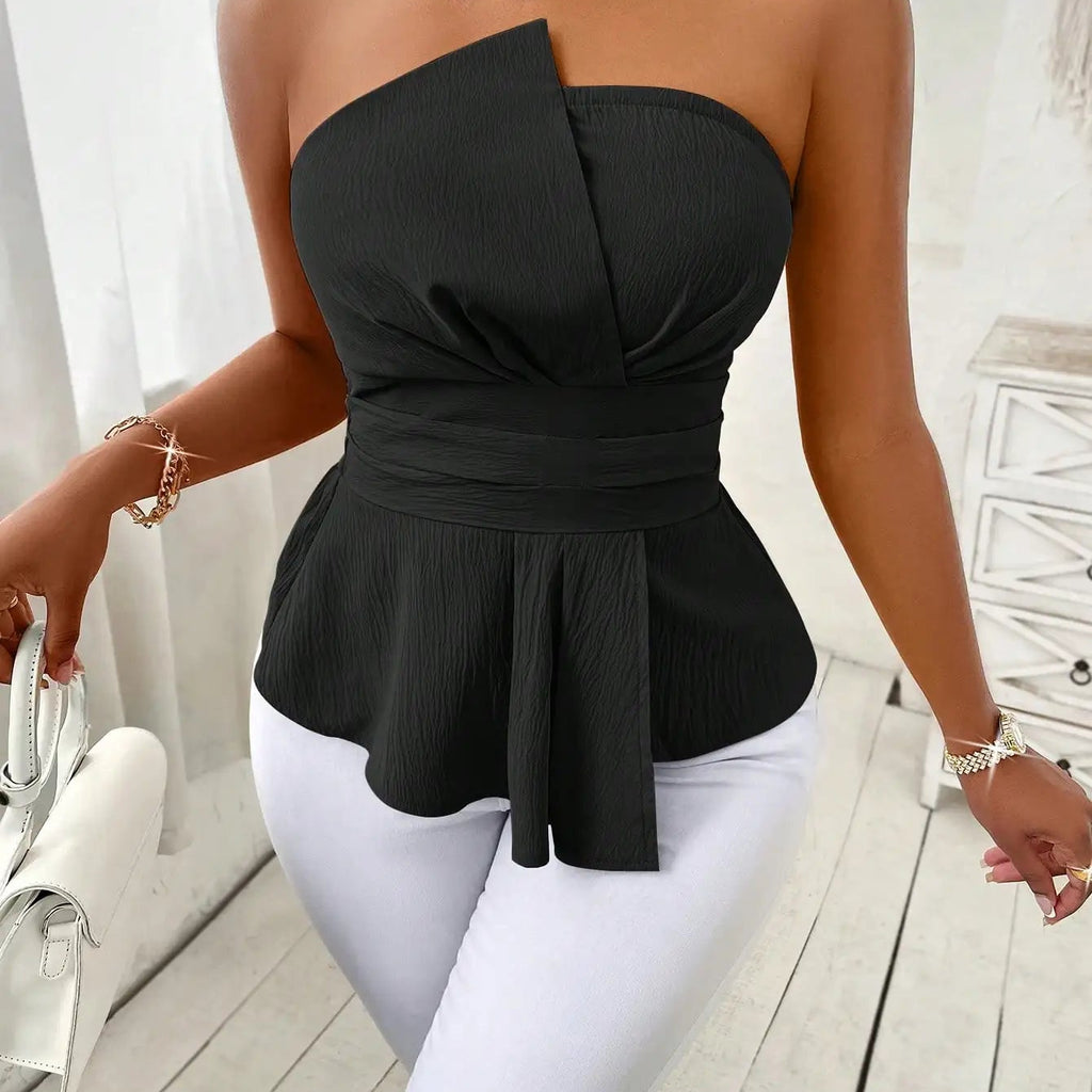 Top bustier peplum à ceinture