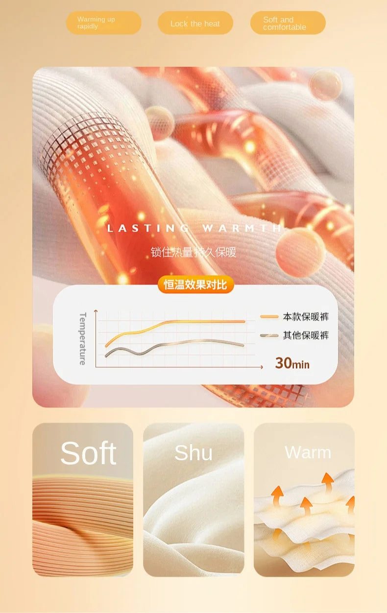 Legging Velours Taille Haute Femme Rose Doublé Polaire Chaud Hiver