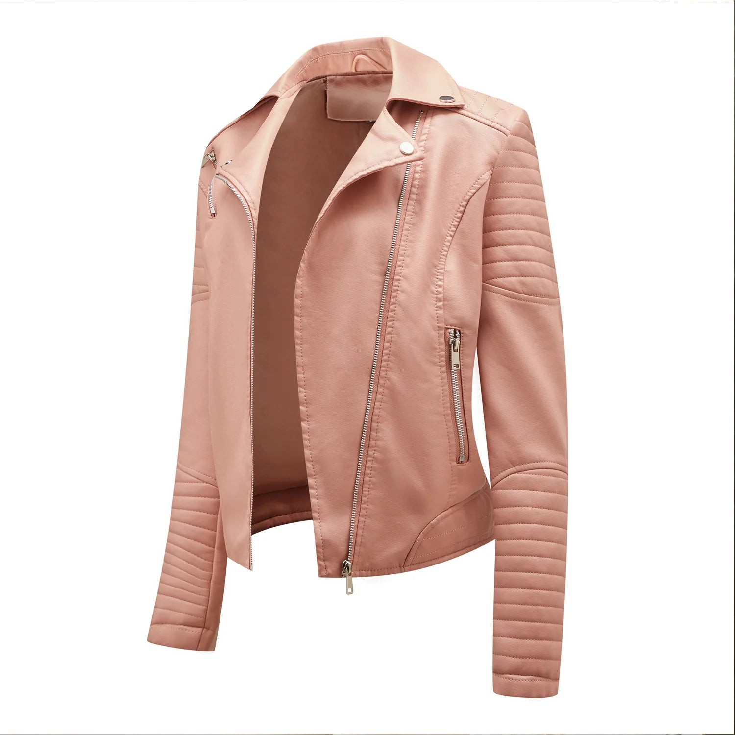 Qj Cinga Veste Motard En Cuir Jaune Zip Oblique Femme