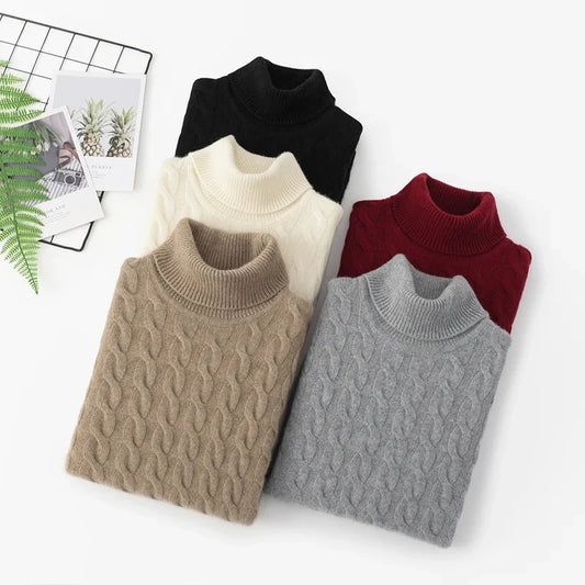 Pull Chaud Femme Cachemire Col Montant Tricoté Hiver by LSDLBoutique.ch