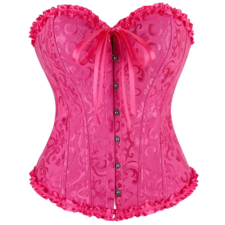 Corselet jacquard floral victorien – Fermeture busc devant