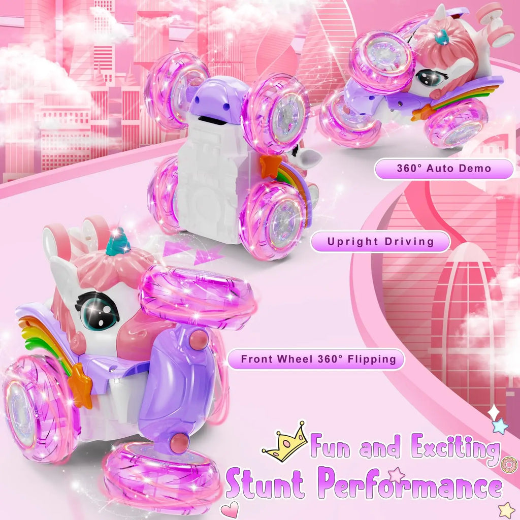 Licorne RC voiture télécommande licorne jouets électriques dessin animé mignon jouets créatif amusant émettant de la lumière poupée fille cadeaux by LSDLBoutique.ch