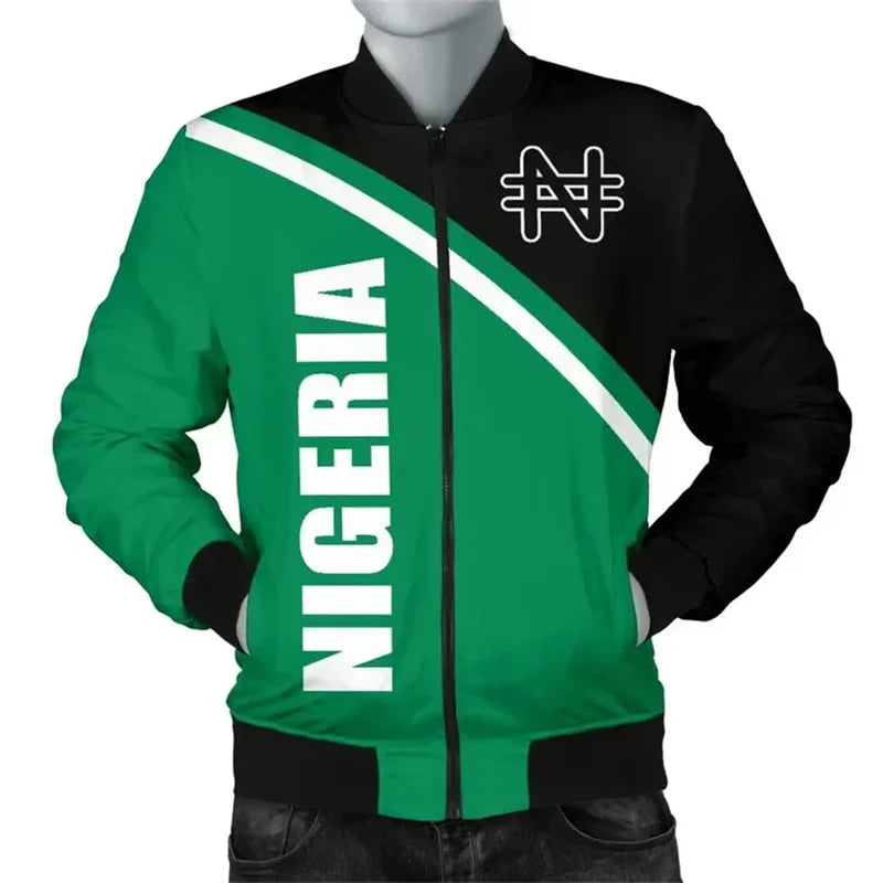 Blouson Aviateur Graphique 3D Imprimé Nigeria Afrique Ouest