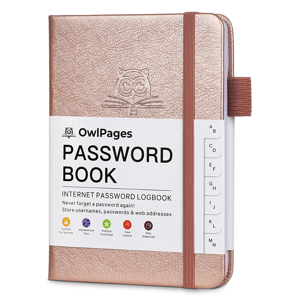 Passwortbuch mit Hardcover-Einband und alphabetischen Registern