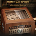 Cigar Humidor Cabinet,Desktop Humidor,with 4 Spanish Cedar Wood Shelves, 2 Humidifiers,Digital Hygrometer Thermometer and Drawer