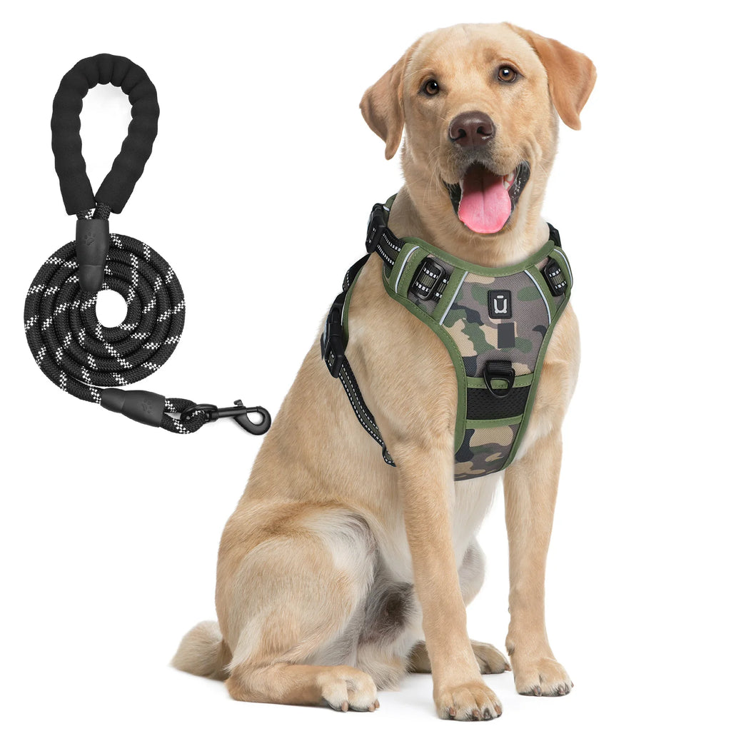 Harnais de gilet anti-fuite pour chien avec laisse – Réglable & réfléchissant