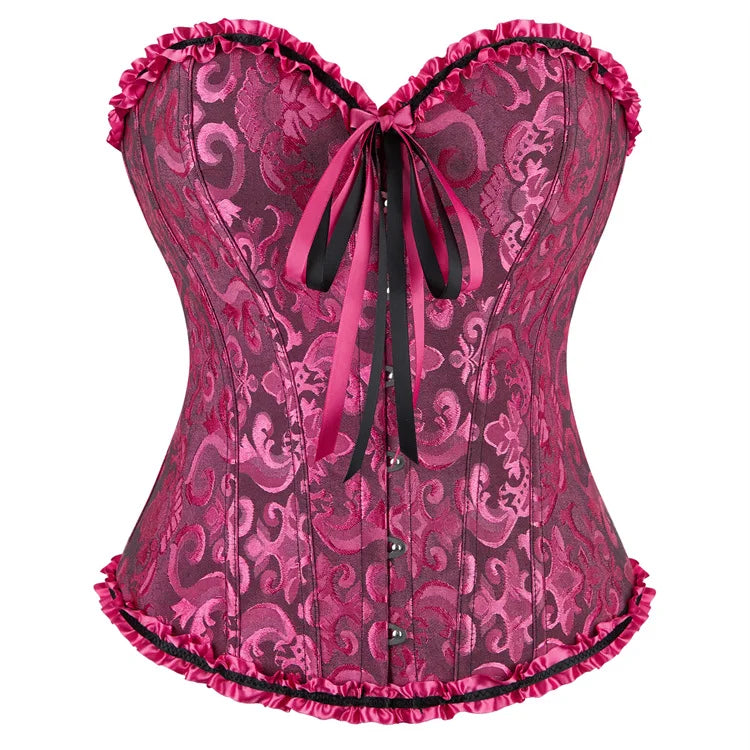 Corselet jacquard floral victorien – Fermeture busc devant