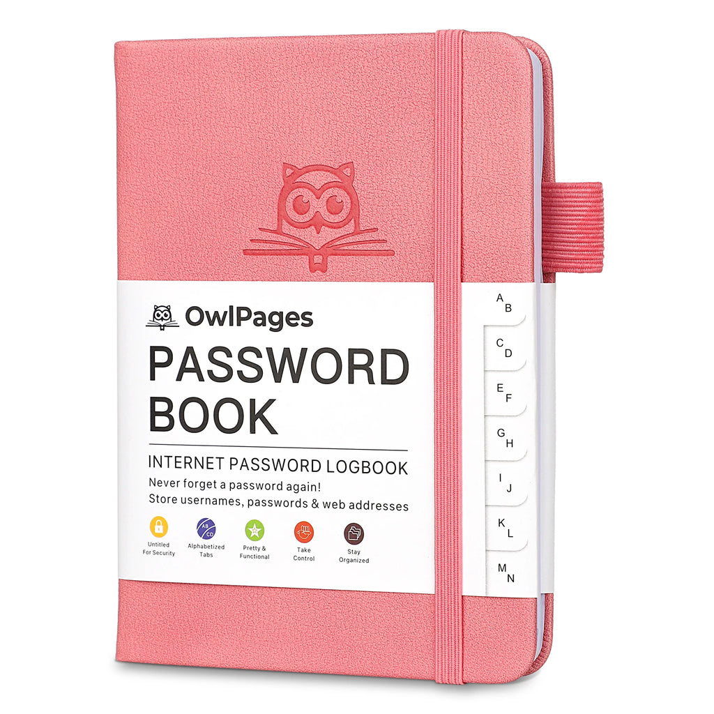 Passwortbuch mit Hardcover-Einband und alphabetischen Registern