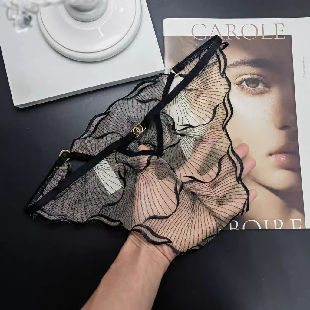 Moyisu Culotte Dentelle Transparente Noire Ultra Fine Taille Basse