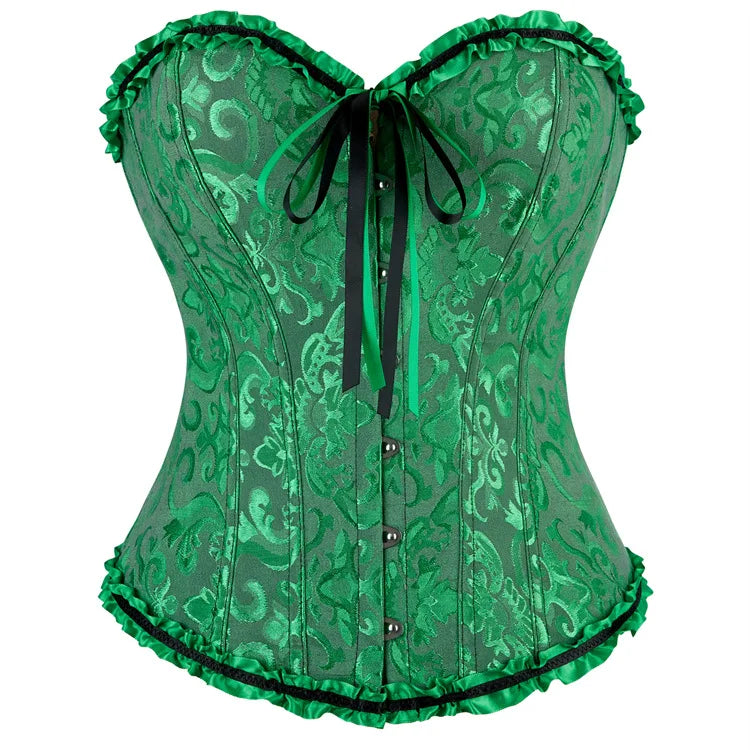 Corselet jacquard floral victorien – Fermeture busc devant