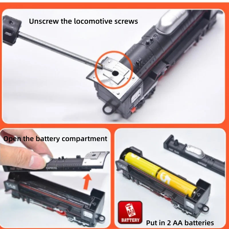 Ensemble de Train électrique avec lumières, modèle de Train de Locomotive avec entraîneur de passagers/voiture de chargement et pistes, cadeaux d'anniversaire et de noël pour enfants by LSDLBoutique.ch