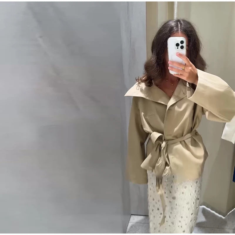 Nonen Veste Pilote Femme Polyester Marron Fermeture Éclair Revers Ample