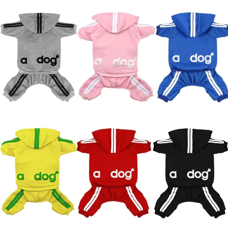Adidog Combinaison Chien Rouge Bandes Blanches Sport