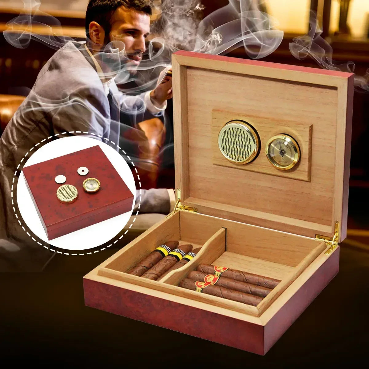 Premium wooden humidor, moisturized humidor, gift for your own use