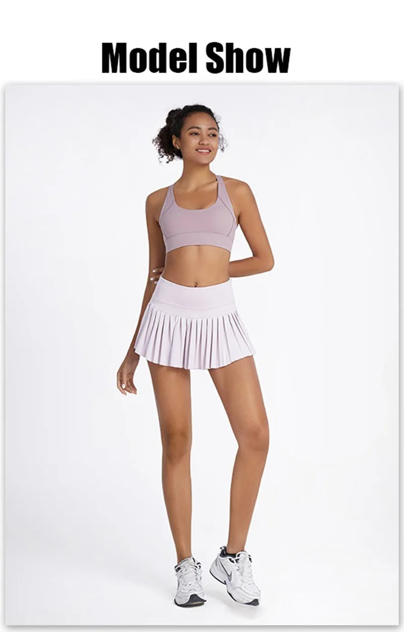 Jupe Tennis Femme Plissée Doublure Taille Haute LUOBOLAN