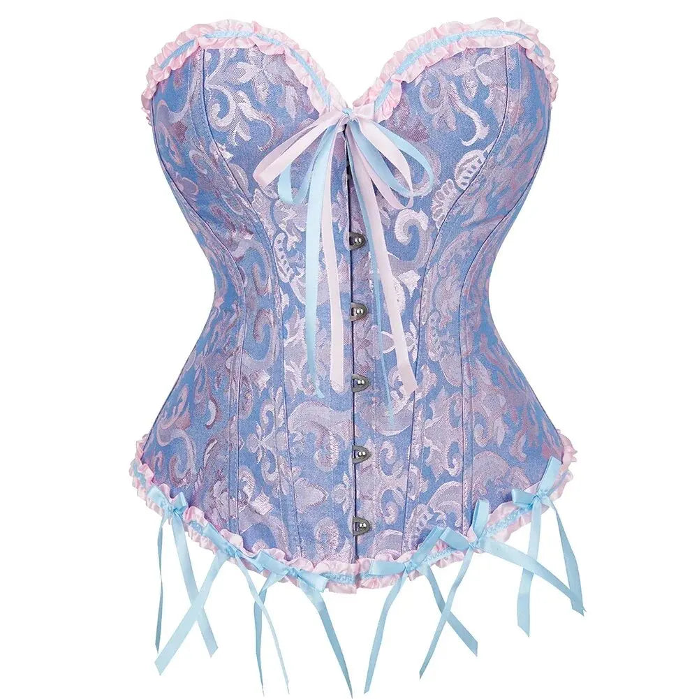 Corselet jacquard floral victorien – Fermeture busc devant