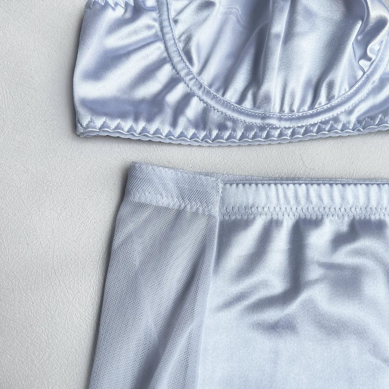 Ellolace Dessous-Set, feiner Satin und Spitze, Rot, 5-teilig