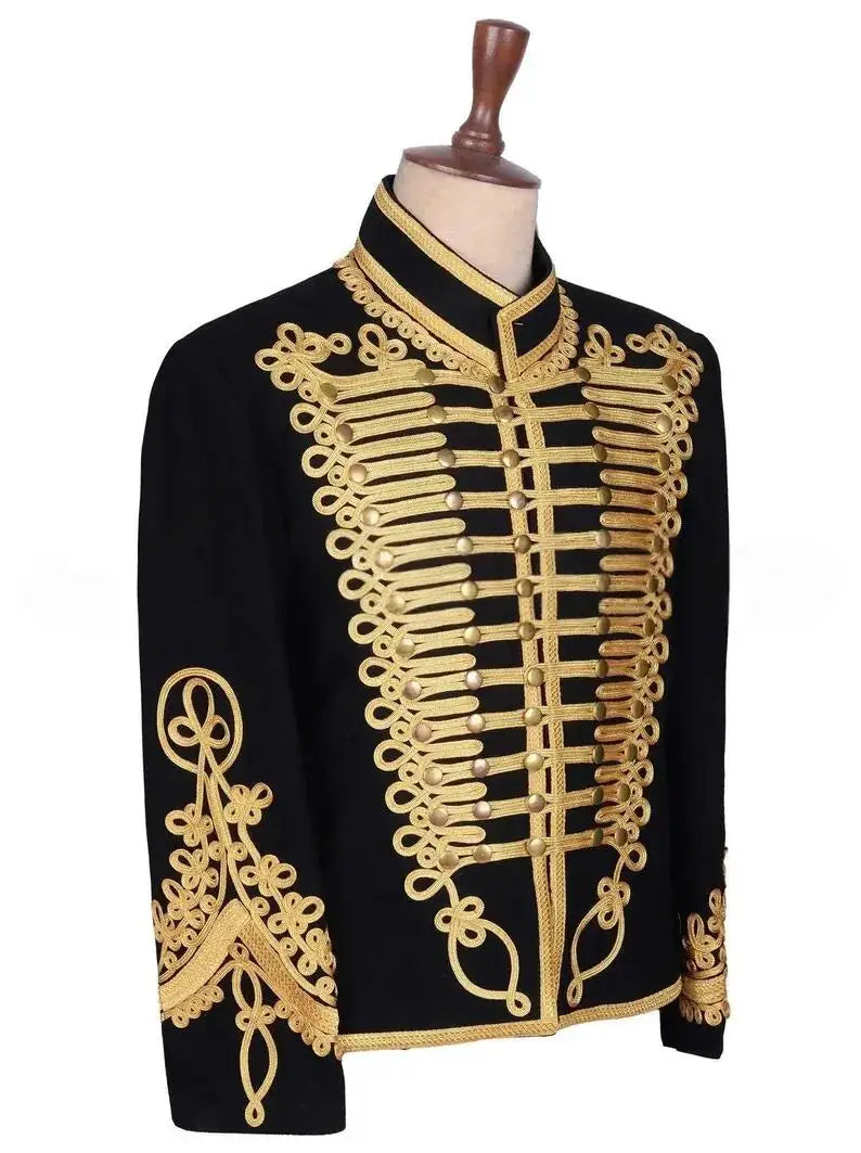Veste Hussard Tressée Noire Doré Napoléonienne Sur Mesure