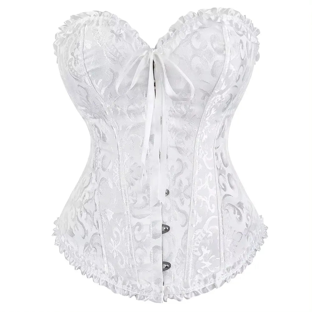 Corselet jacquard floral victorien – Fermeture busc devant