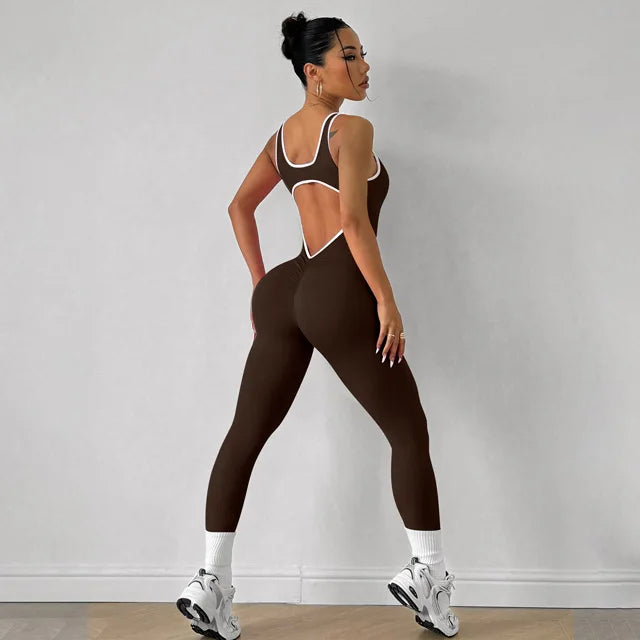 Combinaison Dos Nu Femme Yoga Nylon Spandex Séchage Rapide