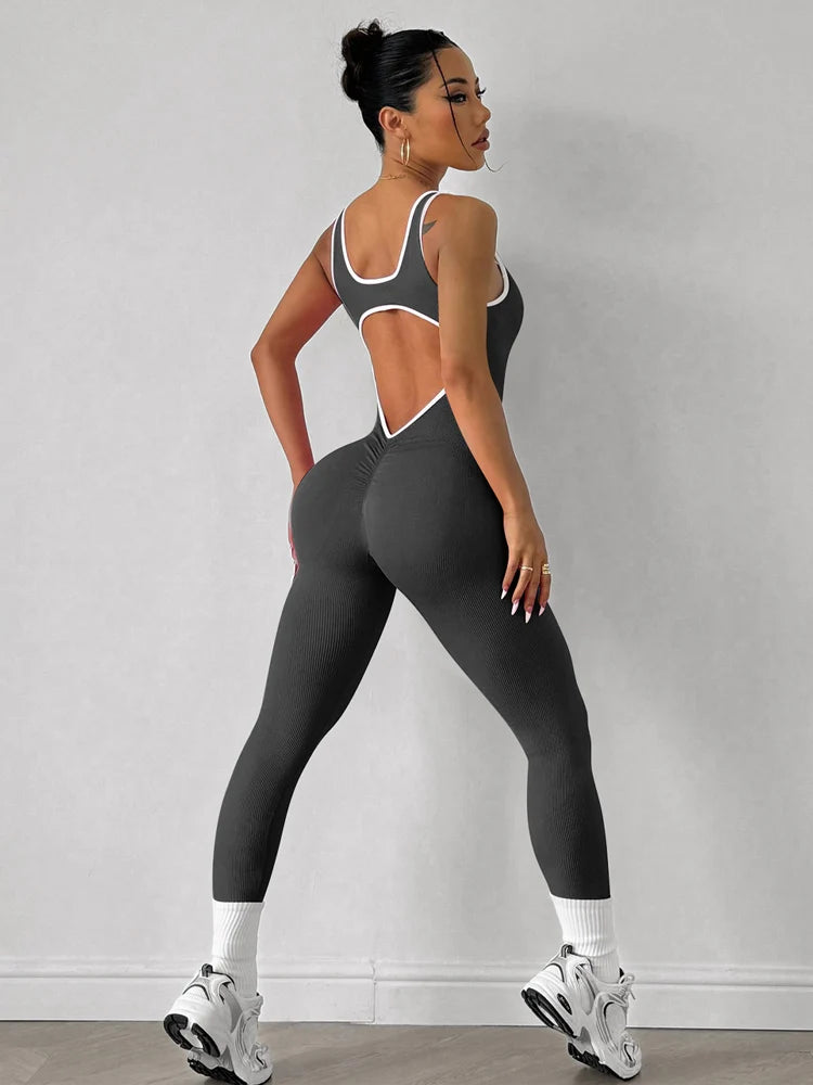 Combinaison Dos Nu Femme Yoga Nylon Spandex Séchage Rapide