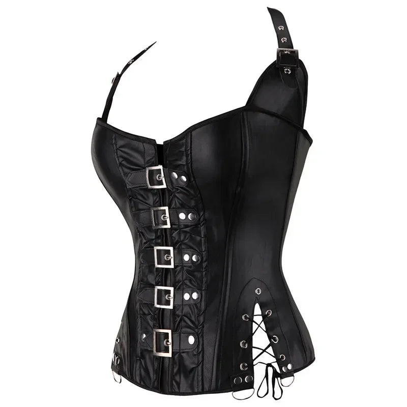 Corselet simili cuir dos-nu steampunk – Style gothique punk