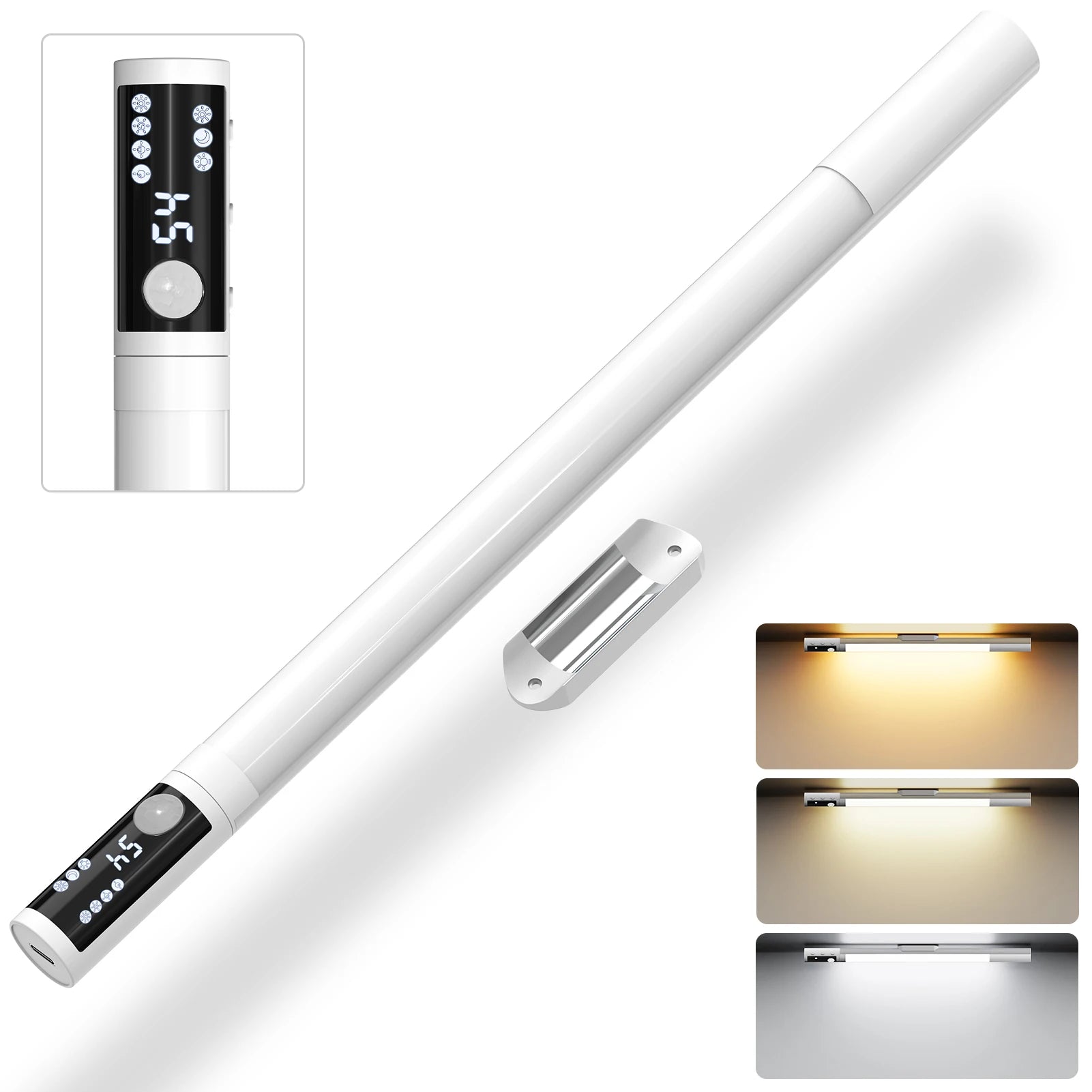 LED-Unterbauleuchte mit Bewegungsmelder und einstellbarer Digitalanzeige