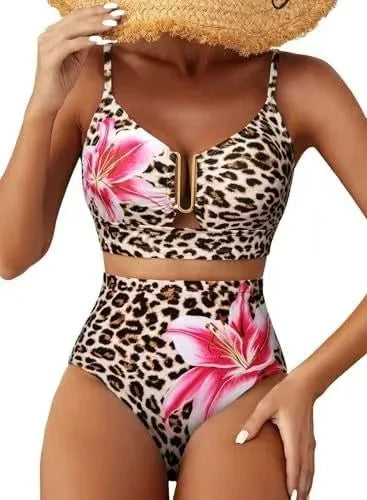 Maillot de bain deux pièces taille haute triangle – Pure Color