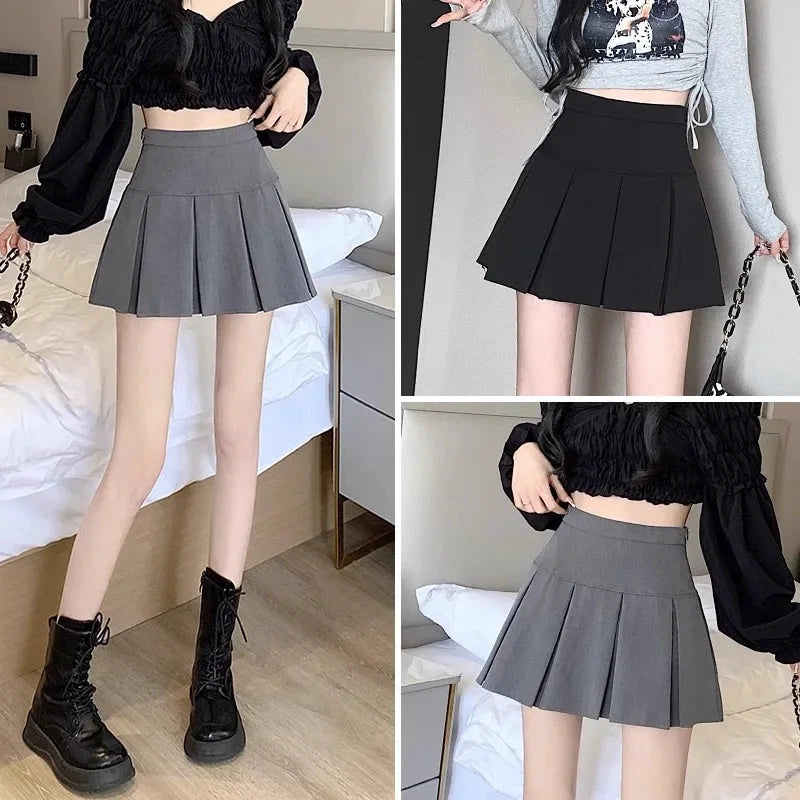 Jupe plissée mini LSDLBoutique gris et noir, 2 modèles visibles