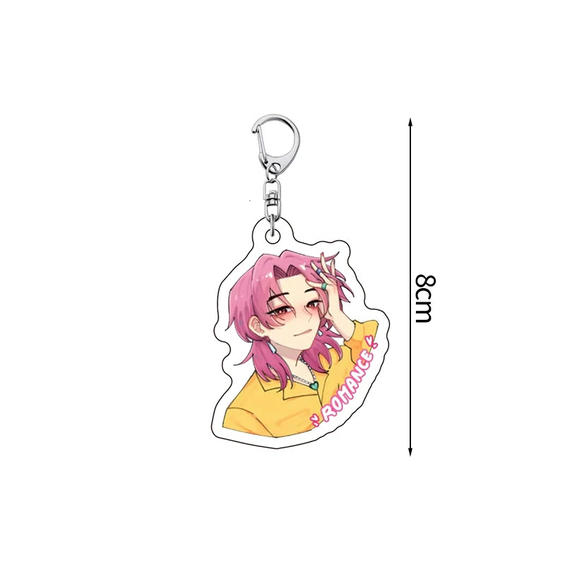 K-Pop-Schlüsselanhänger mit bunten Perlen und runder Bildplatte