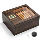 Elegant Wooden Cigar Humidor – Transparent Lid, Ideal for Cigar Storage & Aging, Perfect for Collectors