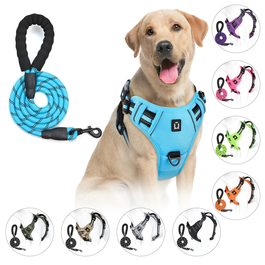 Harnais de gilet anti-fuite pour chien avec laisse – Réglable & réfléchissant