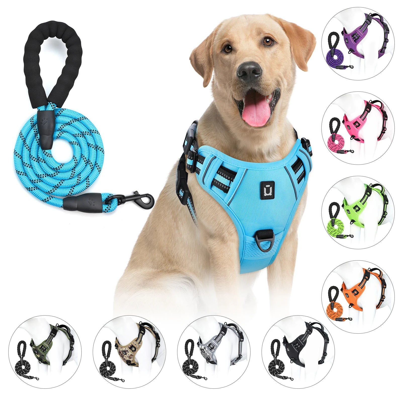 Harnais de gilet anti-fuite pour chien avec laisse – Réglable & réfléchissant