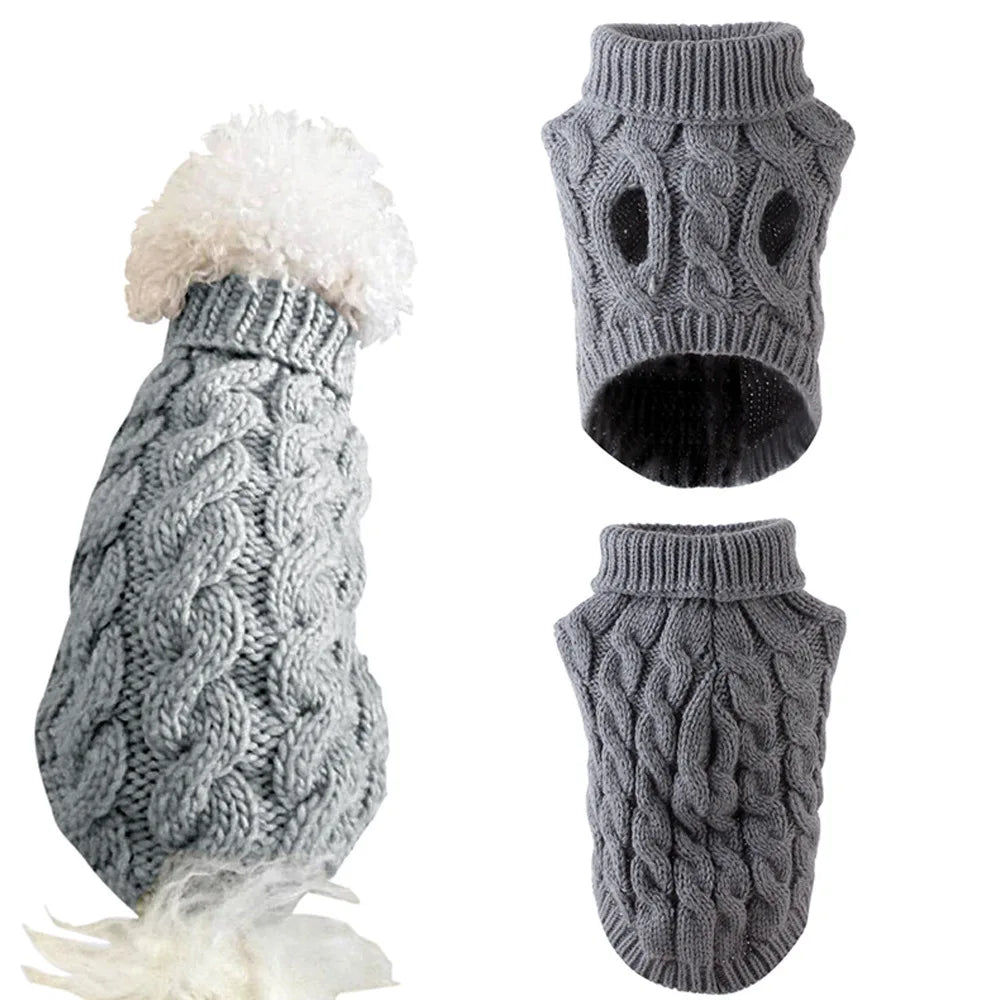 Pull Pour Chien Tricot Torsadé Automne Hiver Chaud Doux
