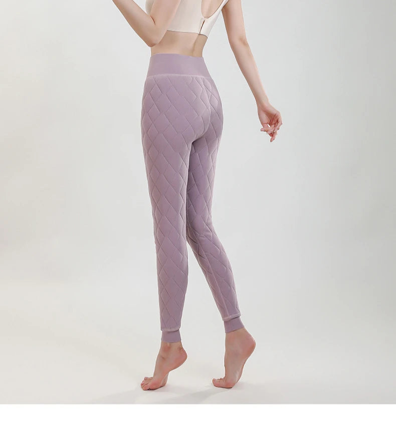 Legging Velours Taille Haute Femme Rose Doublé Polaire Chaud Hiver