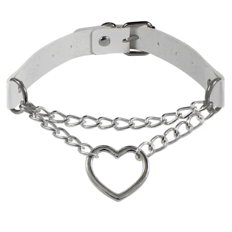 Collier ras du cou style gothique punk en cuir synthétique
