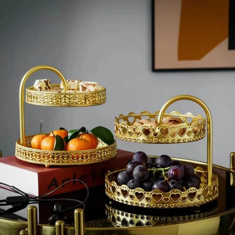 Présentoir à Fruits Double Étage – Design Nordique en Fer Forgé - LSDLBoutique