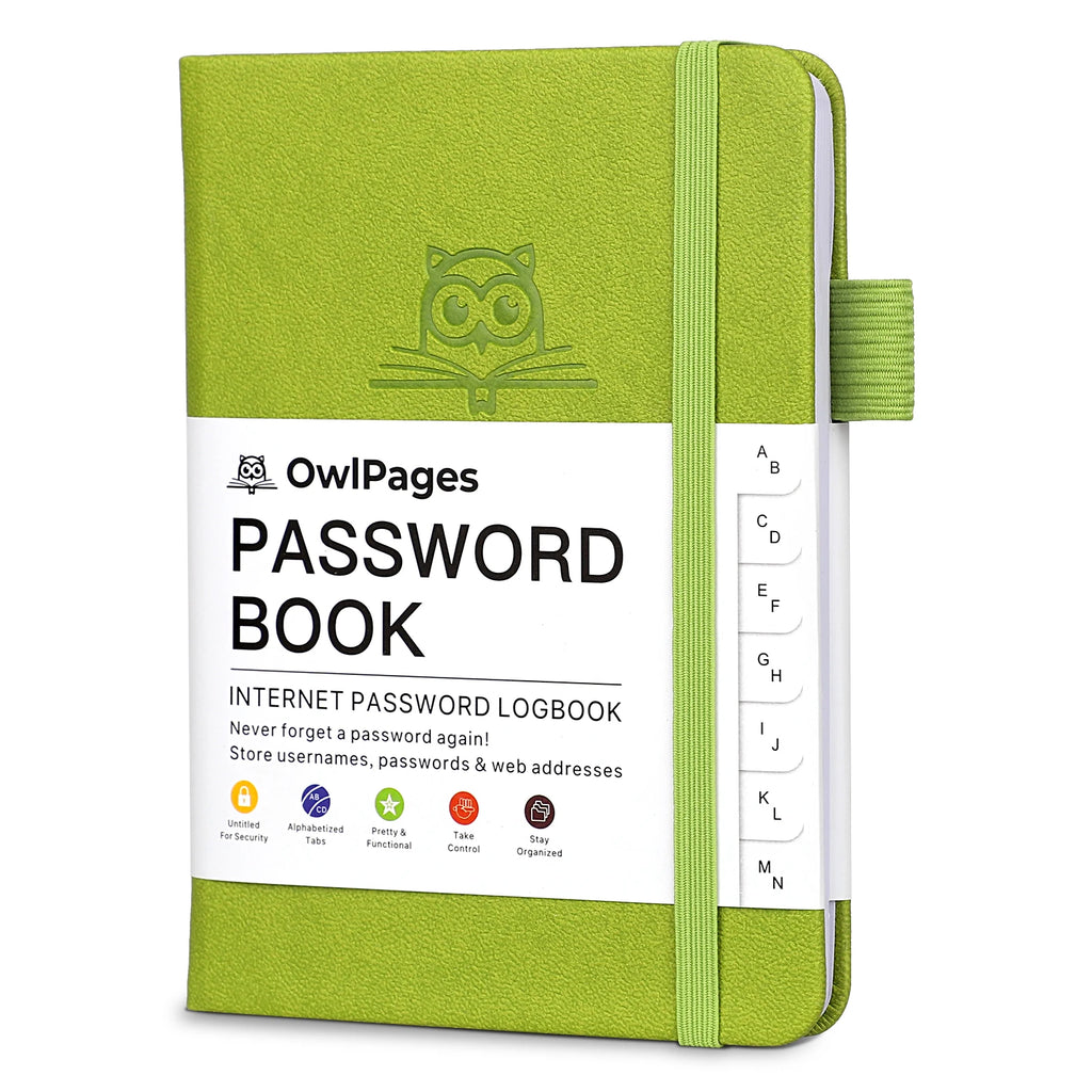 Passwortbuch mit Hardcover-Einband und alphabetischen Registern
