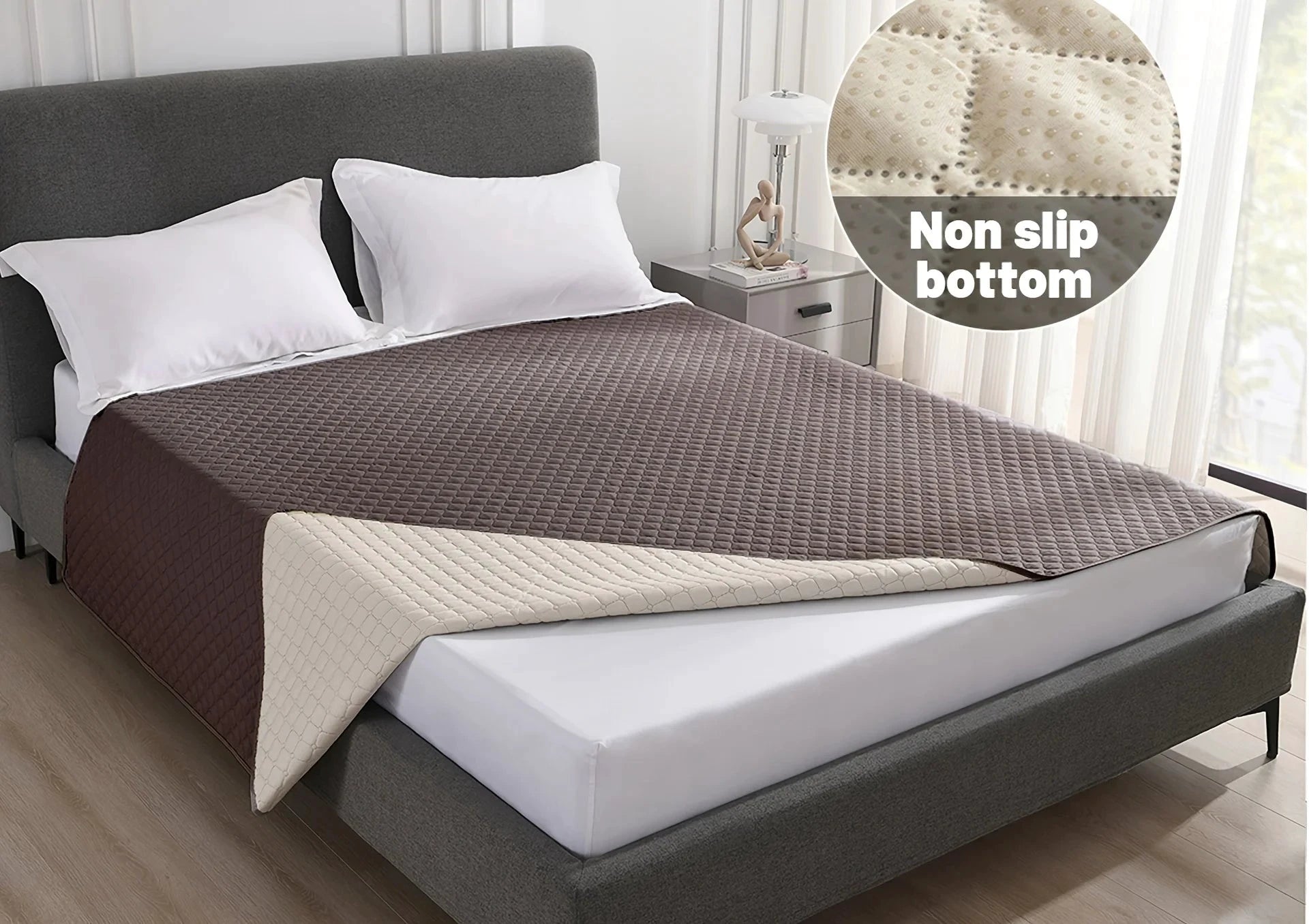 Housse De Lit Chien Anti-Fuite Antidérapante Imperméable Gris