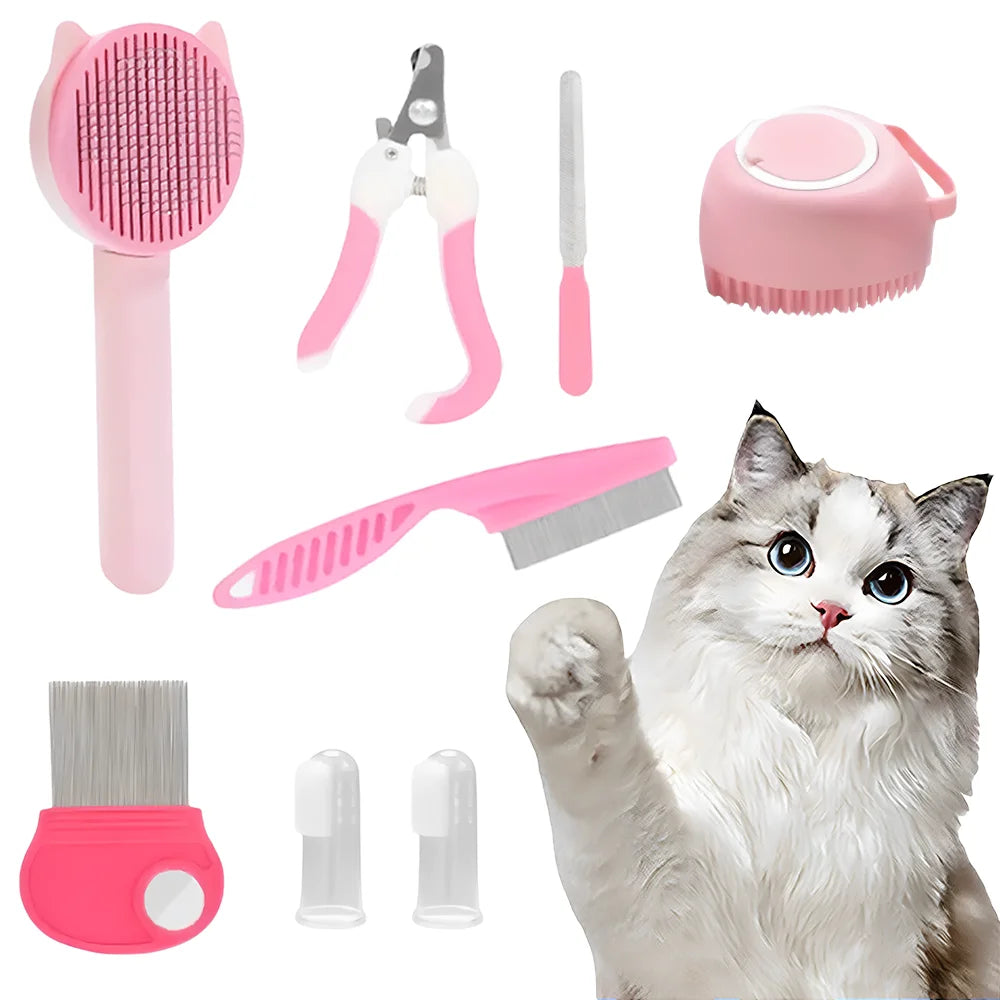 Kit De Toilettage Pour Chat 7 En 1 Avec Brosse Coupe Griffes Brosse À Dents Et Accessoires Complets by LSDLBoutique.ch
